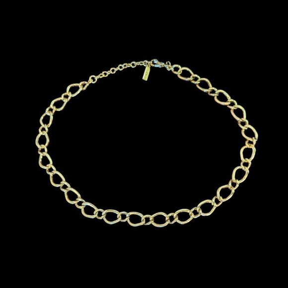Napier Chain Necklace Choker Collar Gold Tone Chain Link Signed Chunky - Picture 2 of 8